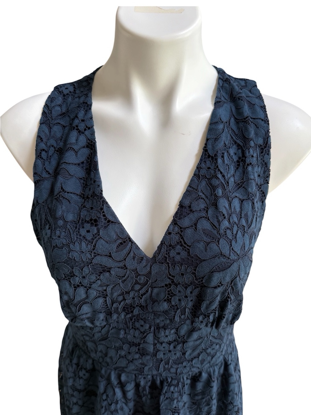 Boden Lace Plunge Neck Panel Dress Navy Size 6 NWT - Picture 7 of 14